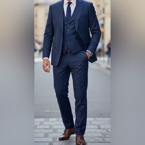 Lanvin Men's Navy Blue Two-Piece Suit, Pants and Jacket